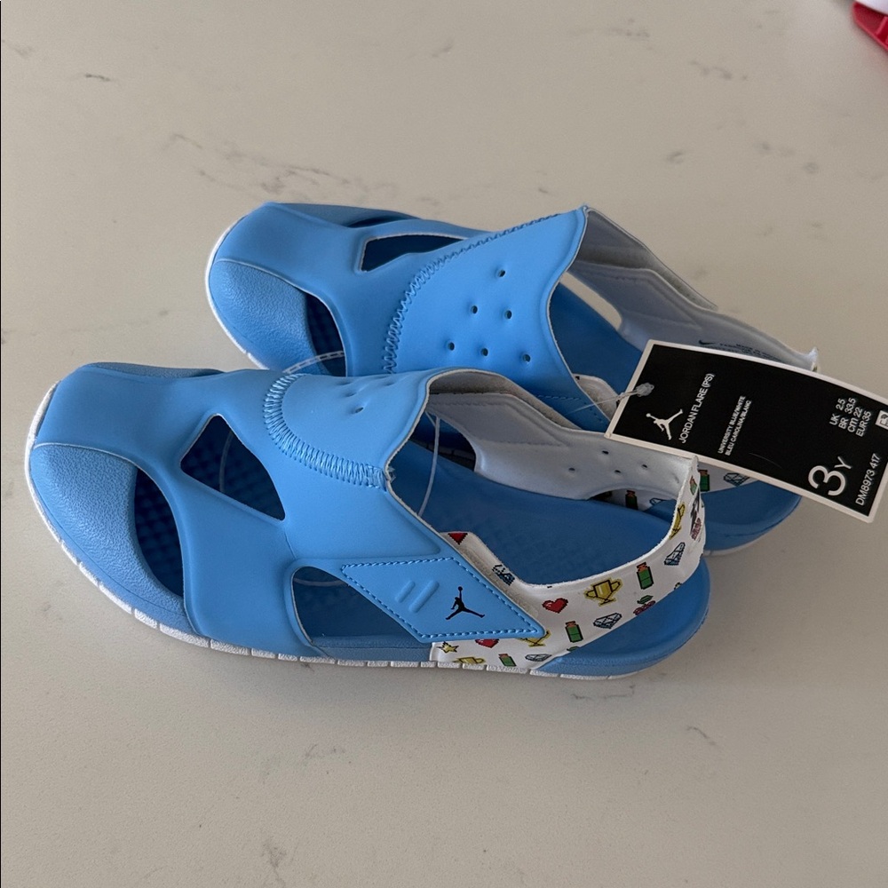 Jordan Kids Blue Sandals with Patterned Strap